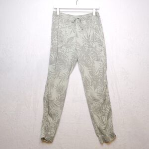 C&C California Leaf Print Pull On Jogger Pants Green‎ Pocket Soft Lyocell Sz S